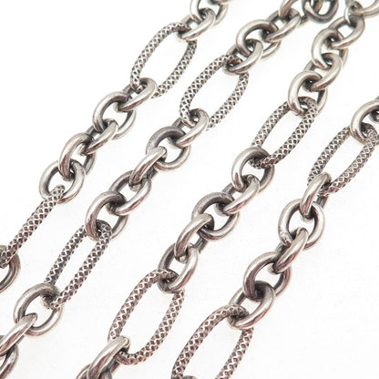 925 Sterling Silver Vintage Multi-Oval Cable Oxidized Chain Necklace 32"