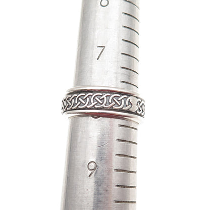 925 Sterling Silver Vintage Celtic Knot Oxidized Rotating Band Ring Size 8