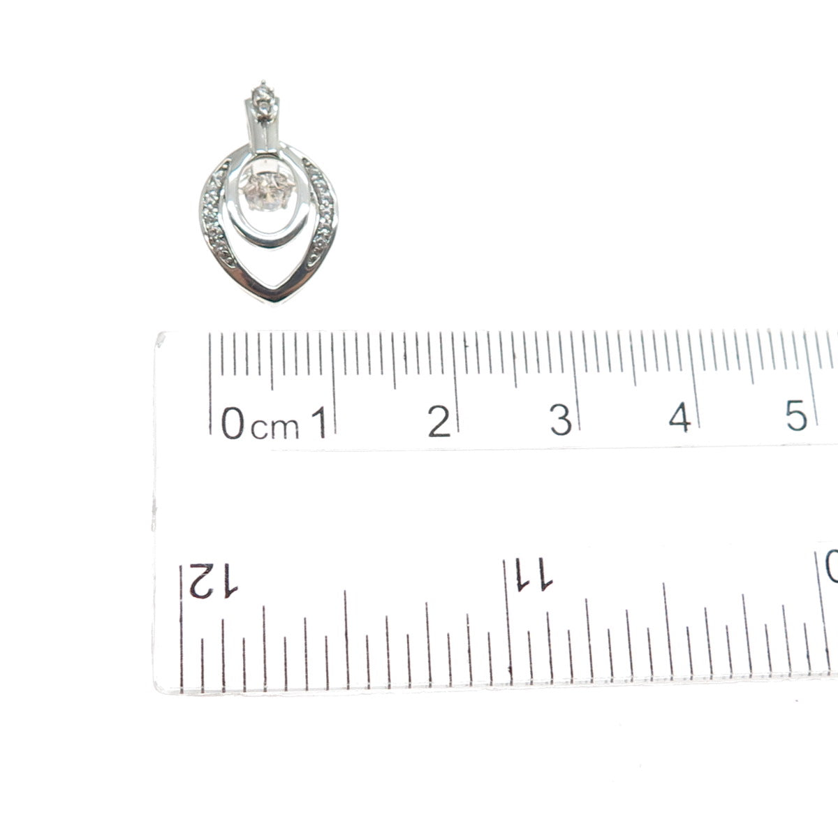 925 Sterling Silver Round-Cut C Z Floral Petal Minimalist Slide Charm Pendant