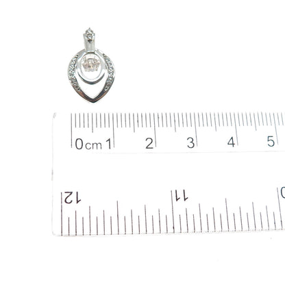 925 Sterling Silver Round-Cut C Z Floral Petal Minimalist Slide Charm Pendant