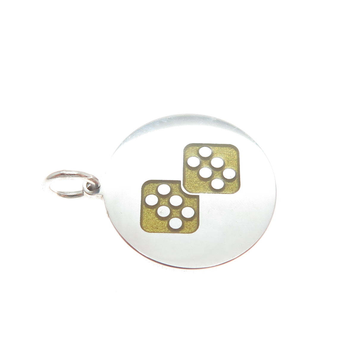 925 Sterling Silver Yellow Enamel Number 12 Lucky Dice Minimalist Charm Pendant