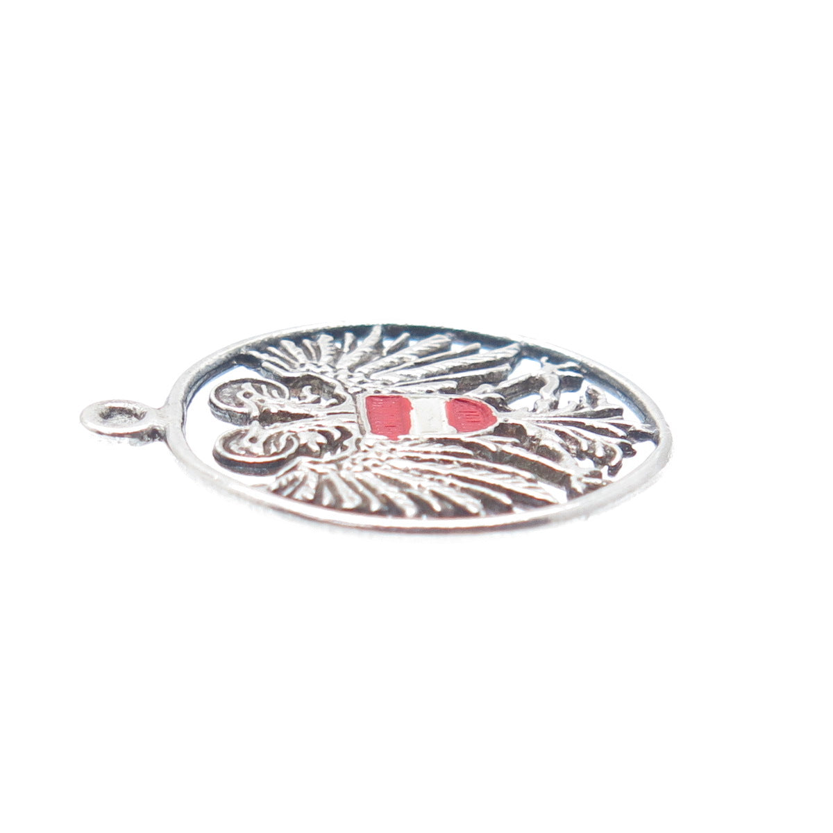 835 Silver Vintage Enamel Austria Coat of Arms Minimalist Charm Pendant