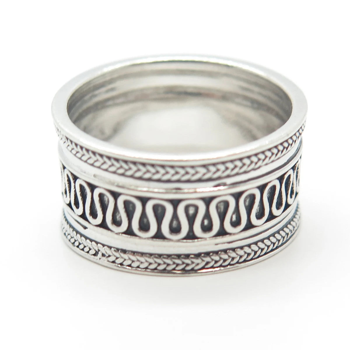 925 Sterling Silver Vintage Spiral Band Ring Size 7.25