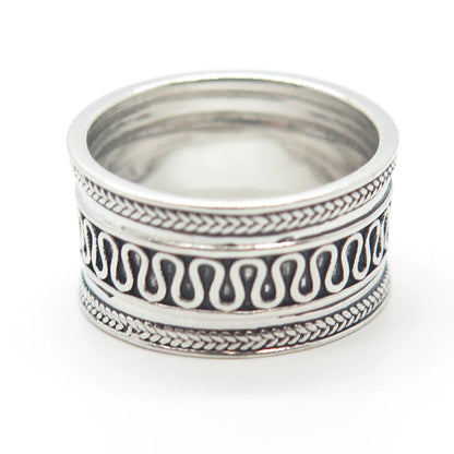925 Sterling Silver Vintage Spiral Band Ring Size 7.25