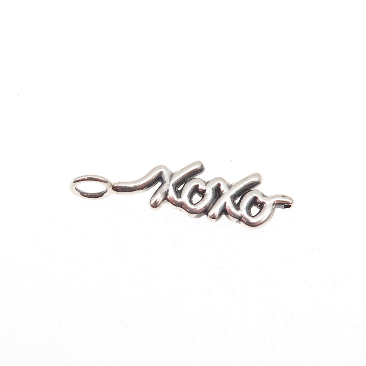 925 Sterling Silver Vintage XOXO Hugs & Kisses Oxidized Charm Pendant