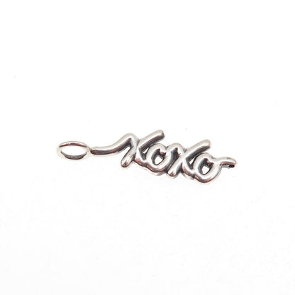 925 Sterling Silver Vintage XOXO Hugs & Kisses Oxidized Charm Pendant