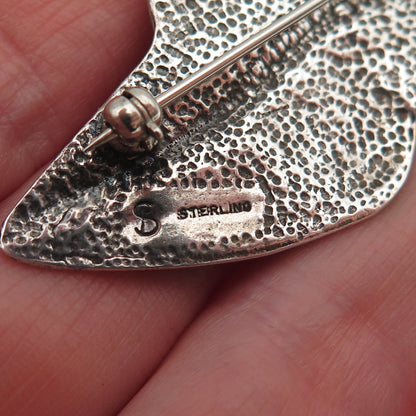 Shube 925 Sterling Silver Vintage Lady in Hat Oxidized Pin Brooch