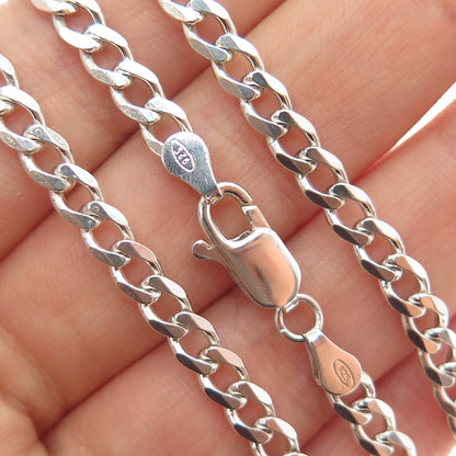 925 Sterling Silver Vintage Italy Curb Chain Necklace 22"