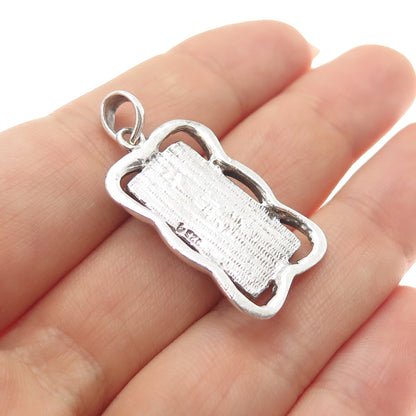 925 Sterling Silver Vintage Real Mother-of-Pearl Charm Pendant