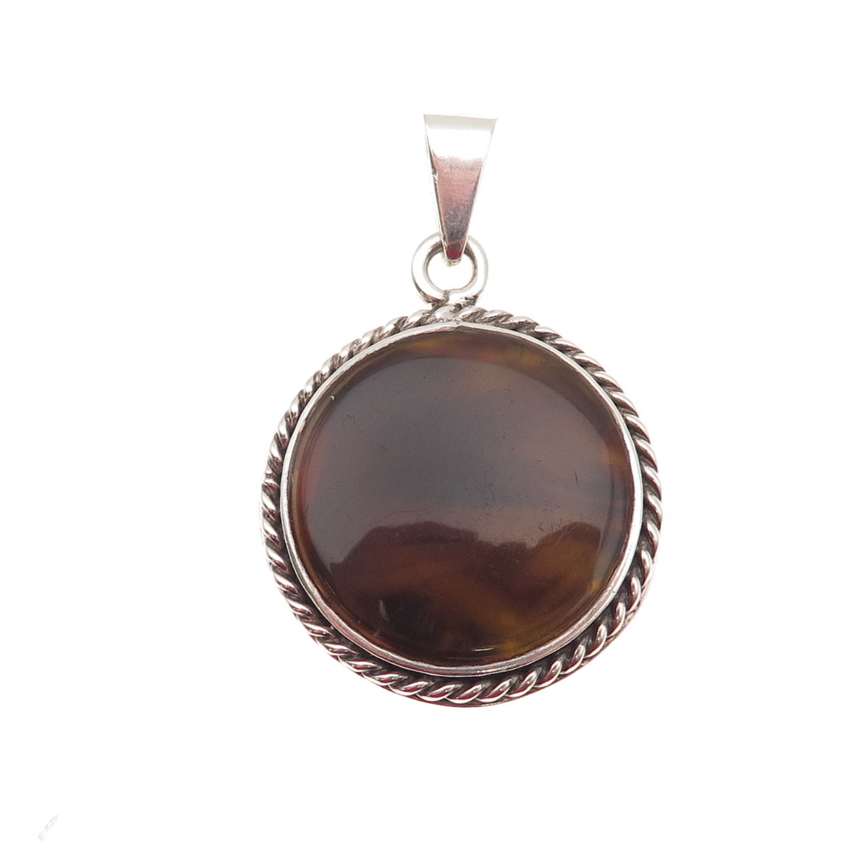 925 Sterling Silver Vintage Mexico Modernist Oxidized Charm Pendant