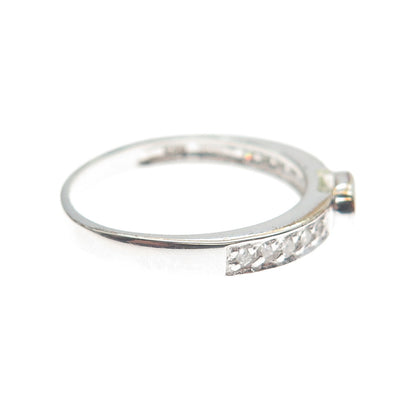 925 Sterling Silver Real Round-Cut Diamond & Oval-Cut Peridot Ring Size 7.25