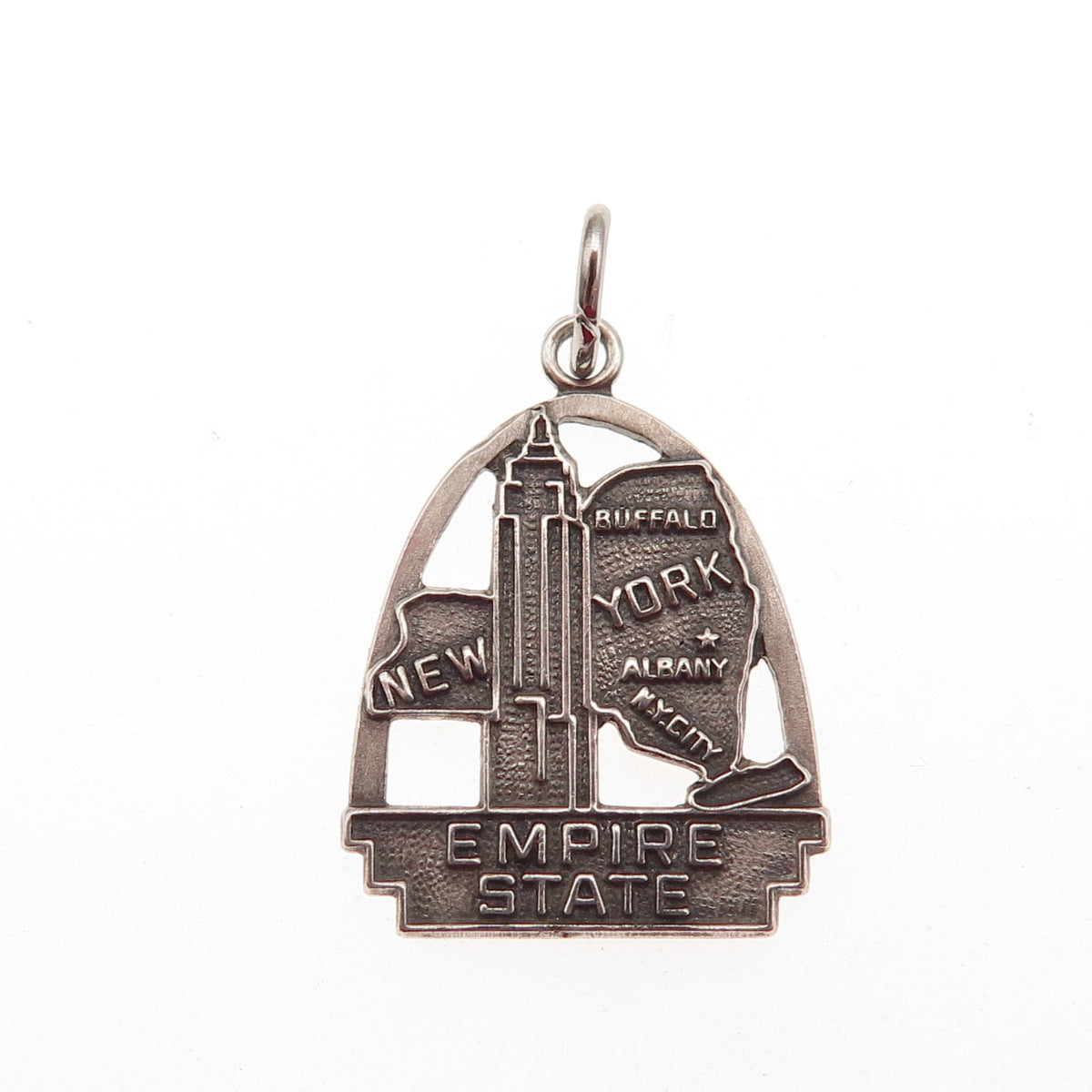 Fort Inc. 925 Sterling Silver Vintage Empire State NY Mini Charm Pendant