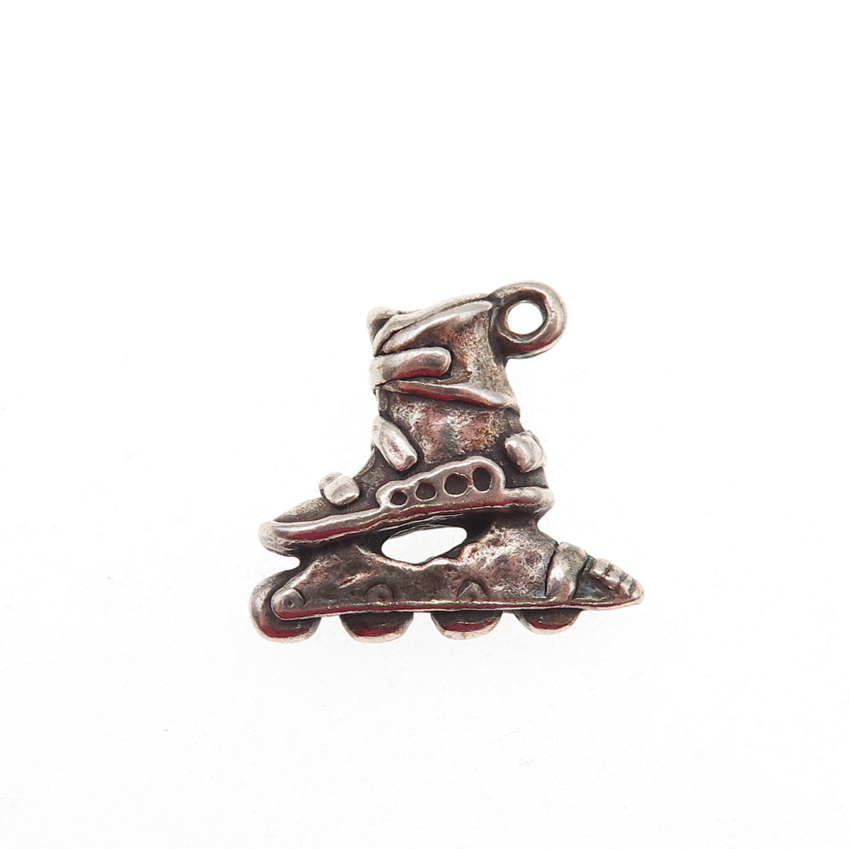 925 Sterling Silver Vintage Rollerblade Skate Oxidized 3D Mini Charm Pendant