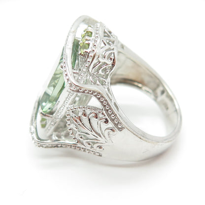 CHUCK CLEMENCY 925 Sterling Silver Real Green Topaz & Peridot Ring Size 8