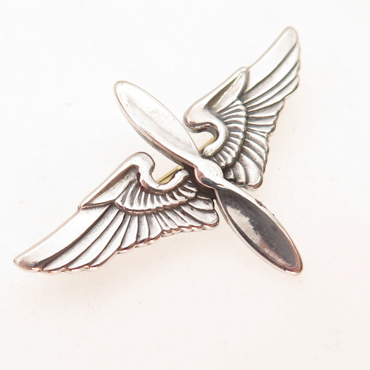 925 Sterling Silver Antique WWII US Army Air Force Pilot Wings Pin Brooch