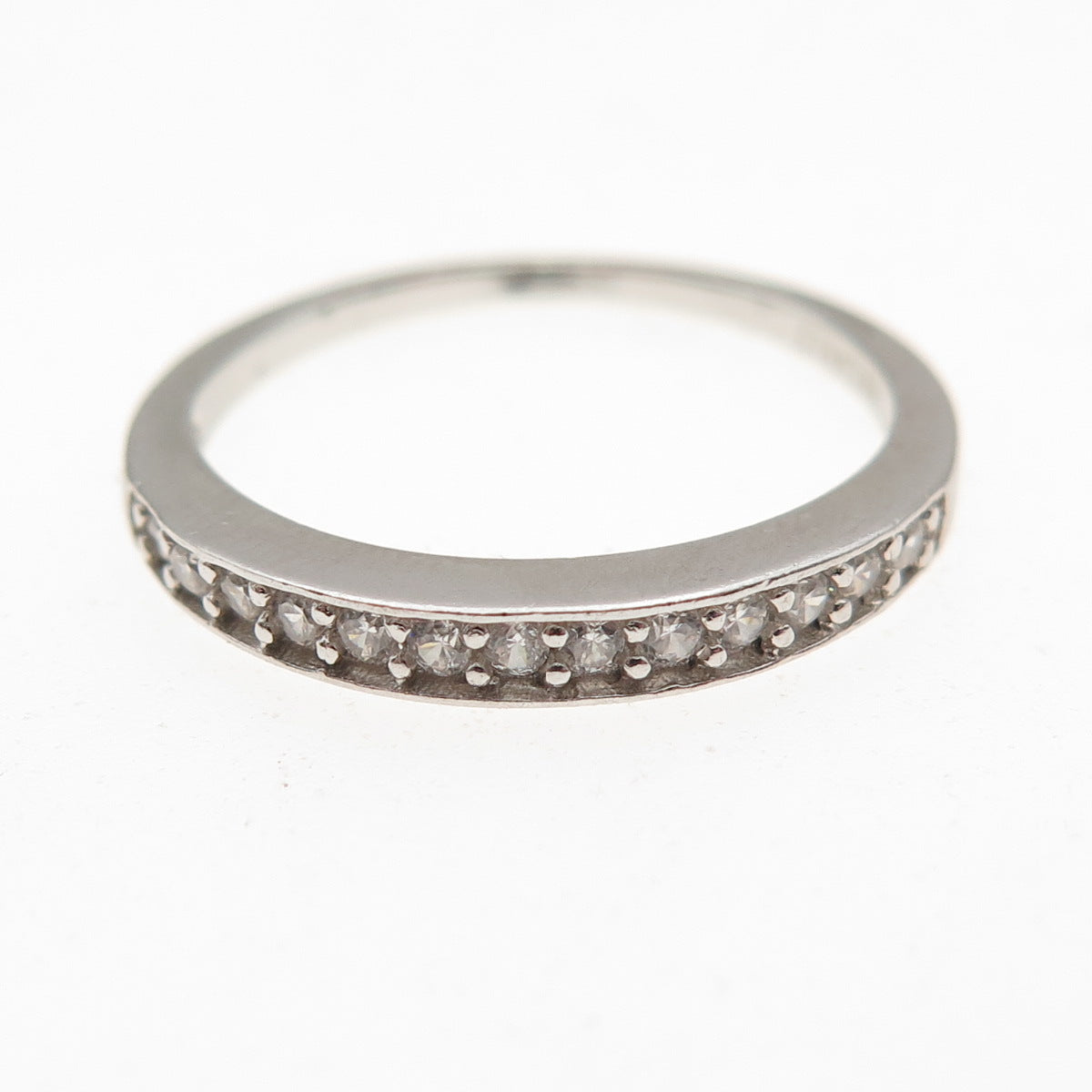 925 Sterling Silver Round-Cut C Z Half Eternity Band Ring Size 7