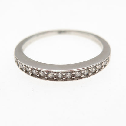 925 Sterling Silver Round-Cut C Z Half Eternity Band Ring Size 7