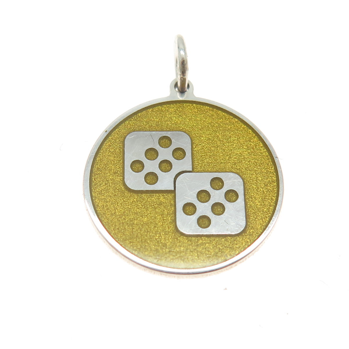 925 Sterling Silver Yellow Enamel Dice for Good Luck Charm Pendant