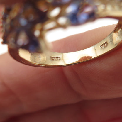 Chuck Clemency 925 Sterling Silver Gold Plated Real Tanzanite Ring Size 8.25