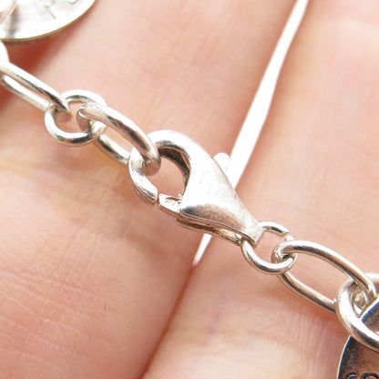 925 Sterling Silver Vintage Love Peace Strength Passion Friendship Bracelet 7"