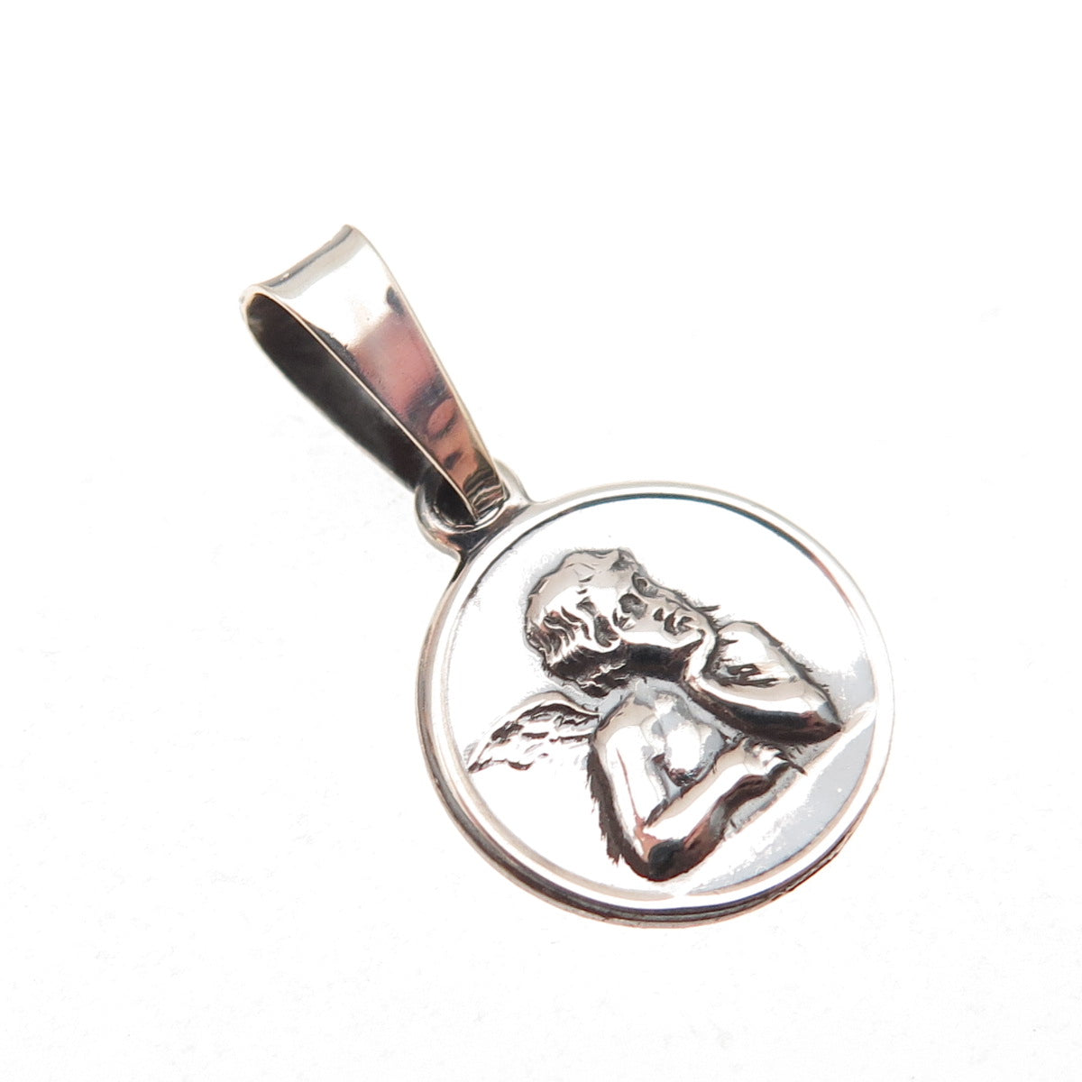 925 Sterling Silver Vintage Italy Cherub Oxidized Charm Pendant