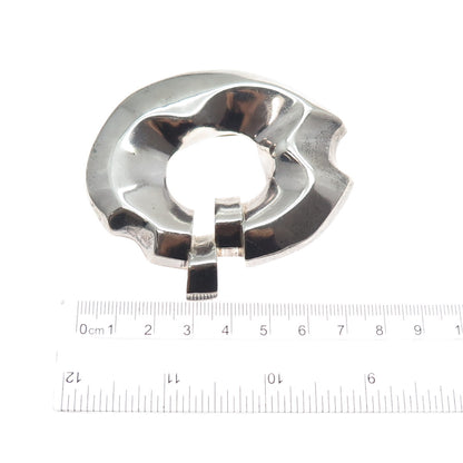 925 Sterling Silver Vintage Modernist Oxidized Large Pin Brooch