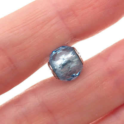 Pandora 925 Sterling Silver Blue Crystal Essence Friendship Slide Bead Charm