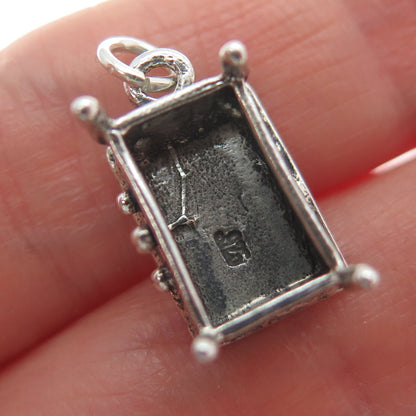 925 Sterling Silver Vintage Chest of Drawers Minimalist 3D Charm Pendant