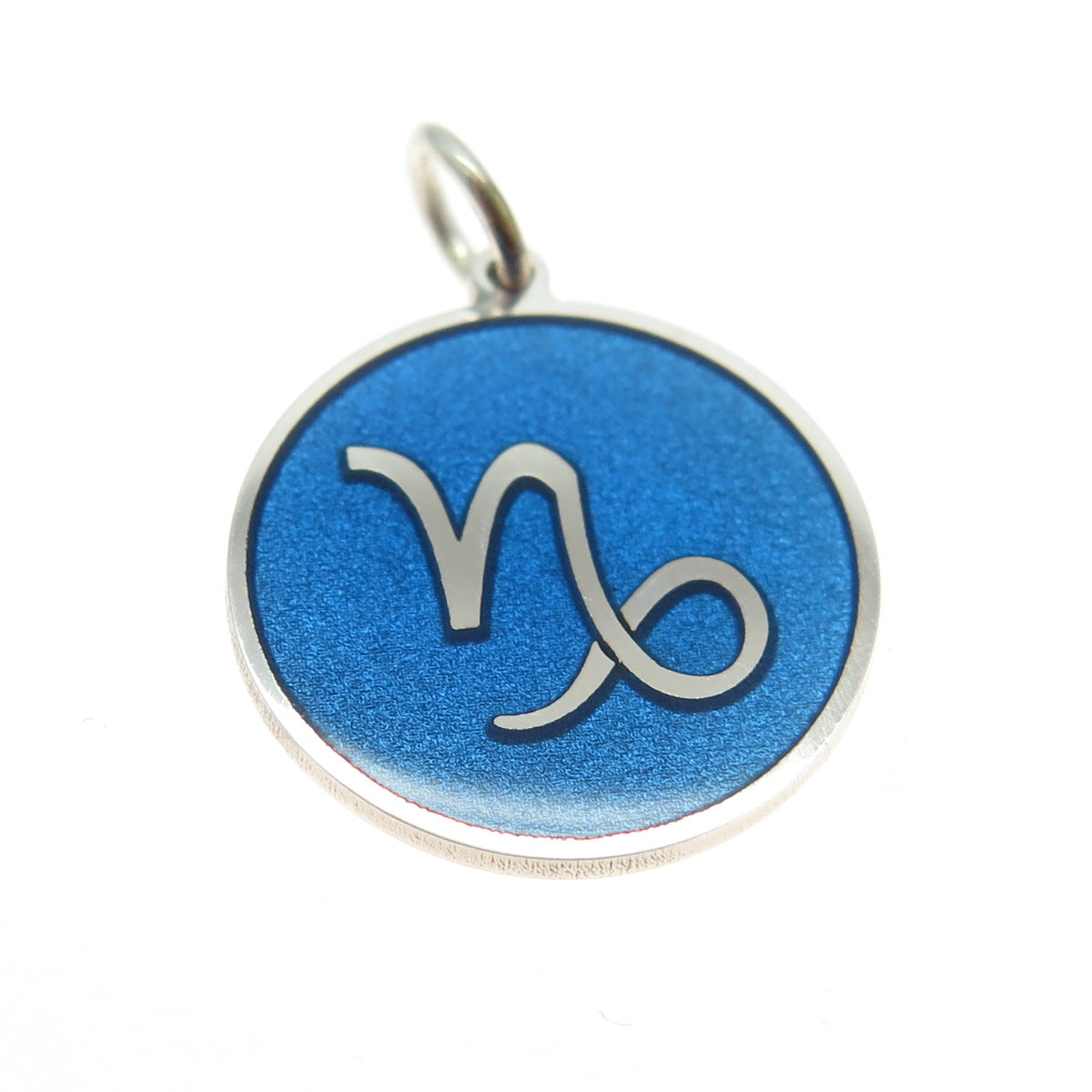 925 Sterling Silver Blue Enamel Capricorn Zodiac Minimalist Charm Pendant