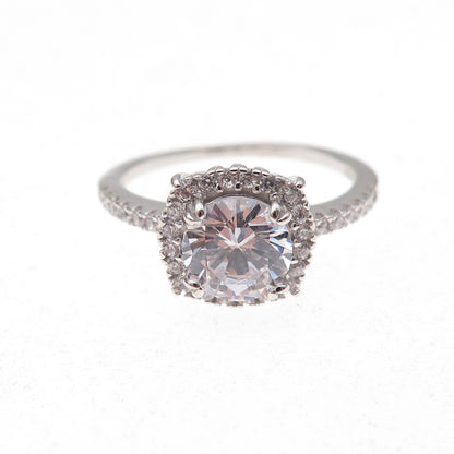 925 Sterling Silver Round-Cut C Z Engagement Ring Size 7.25