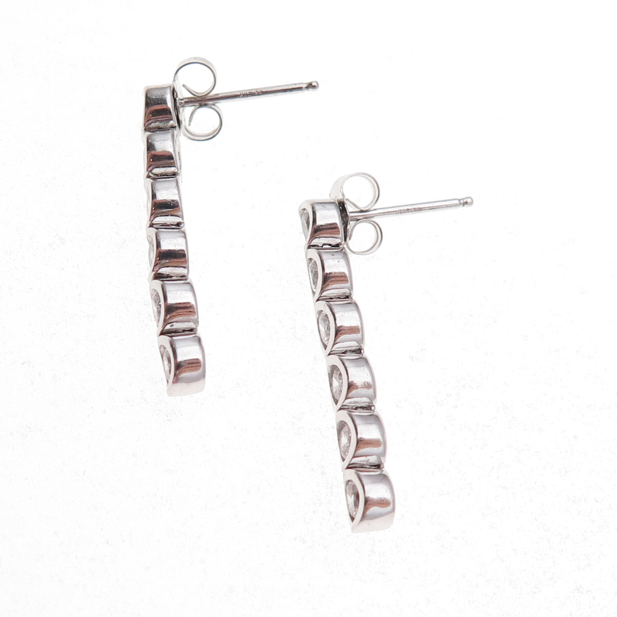 925 Sterling Silver Round-Cut C Z Dangle Earrings