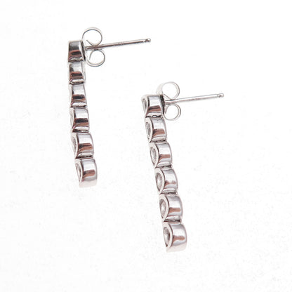 925 Sterling Silver Round-Cut C Z Dangle Earrings