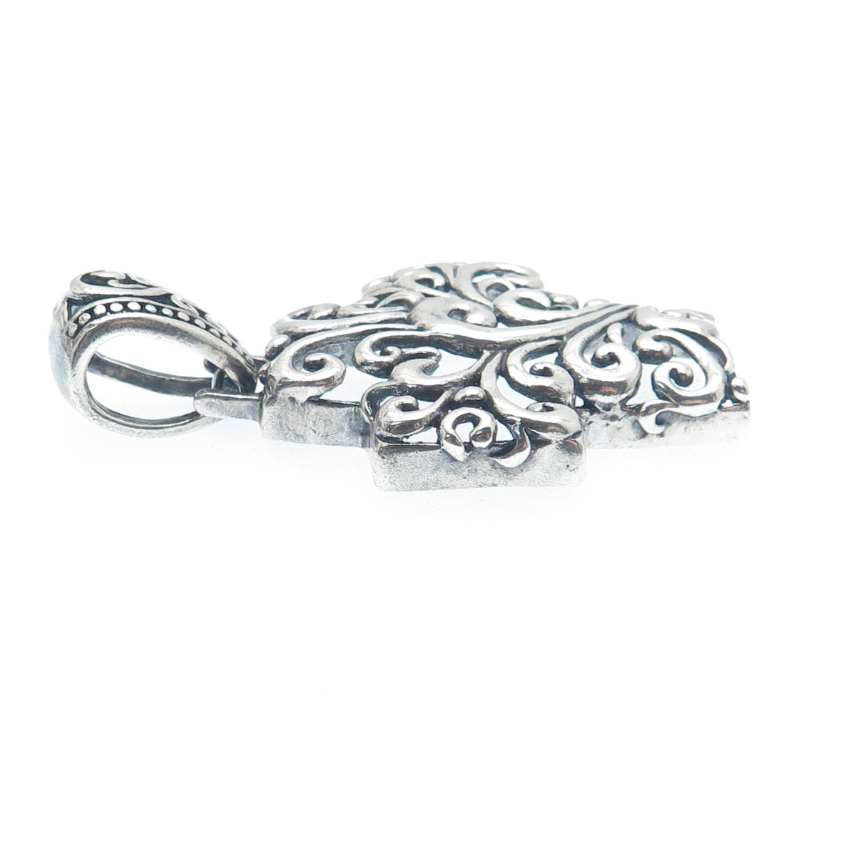 925 Sterling Silver Vintage Ornate Cross Oxidized Pendant