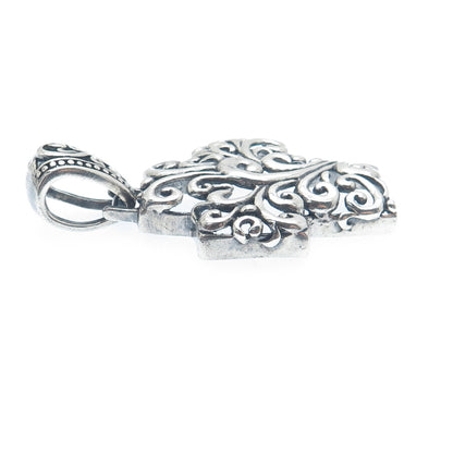 925 Sterling Silver Vintage Ornate Cross Oxidized Pendant