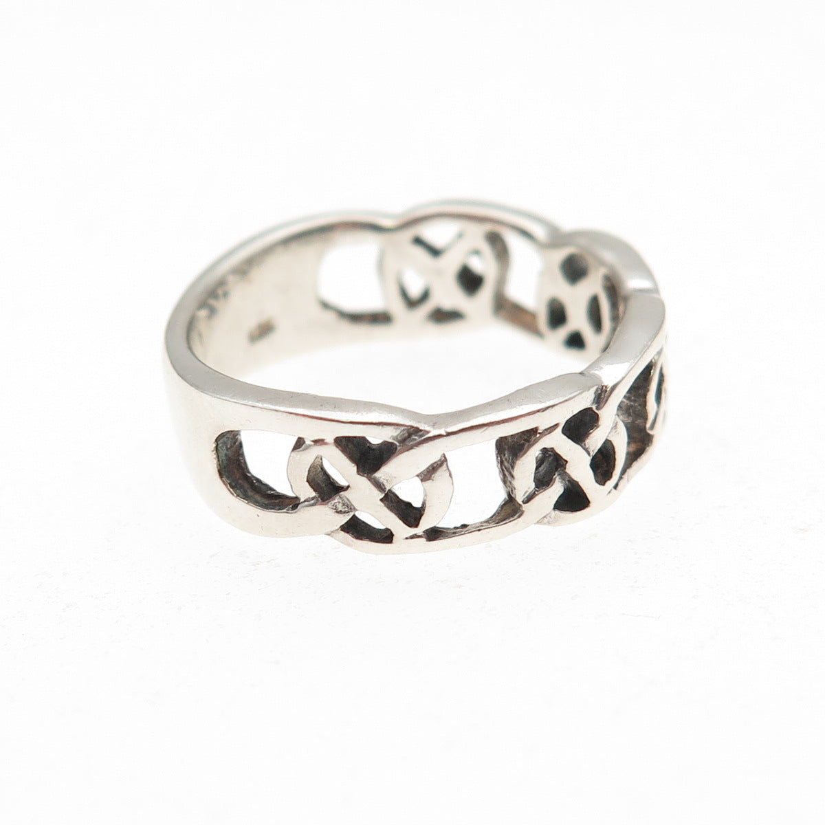 925 Sterling Silver Vintage Celtic Knot Oxidized Band Ring Size 6.25
