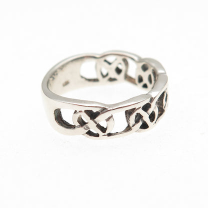 925 Sterling Silver Vintage Celtic Knot Oxidized Band Ring Size 6.25
