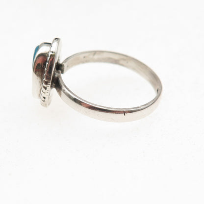 925 Sterling Silver Vintage Real Bisbee Turquoise Oxidized Ring Size 6.25