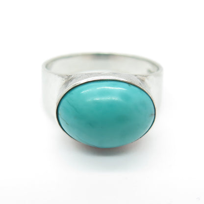 PAOLA VALENTINI Sterling Silver Vintage Lone Mountain Turquoise Ring Size 7.75