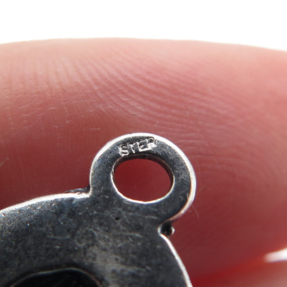 925 Sterling Silver Vintage Tassel Oxidized Minimalist Charm Pendant