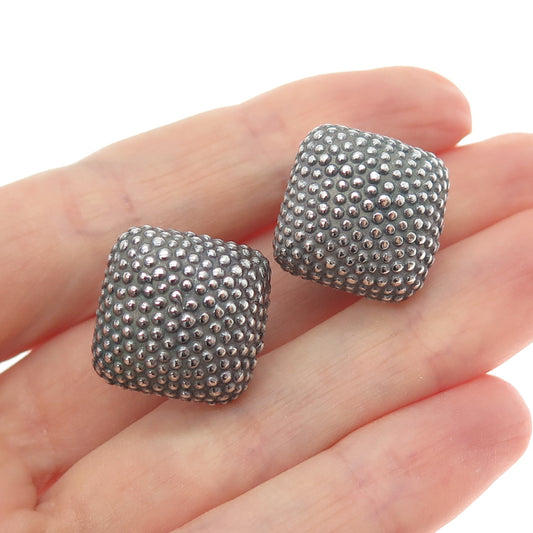 ADORNIS Sterling 18K Gold Posts Vintage Granulated Oxidized Omega Back Earrings