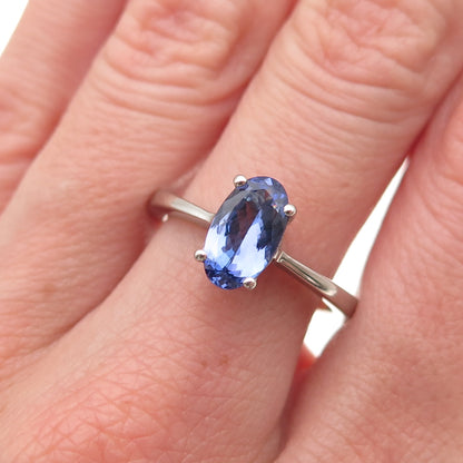 D'Joy 925 Sterling Silver Real Oval-Cut Tanzanite Ring Size 8