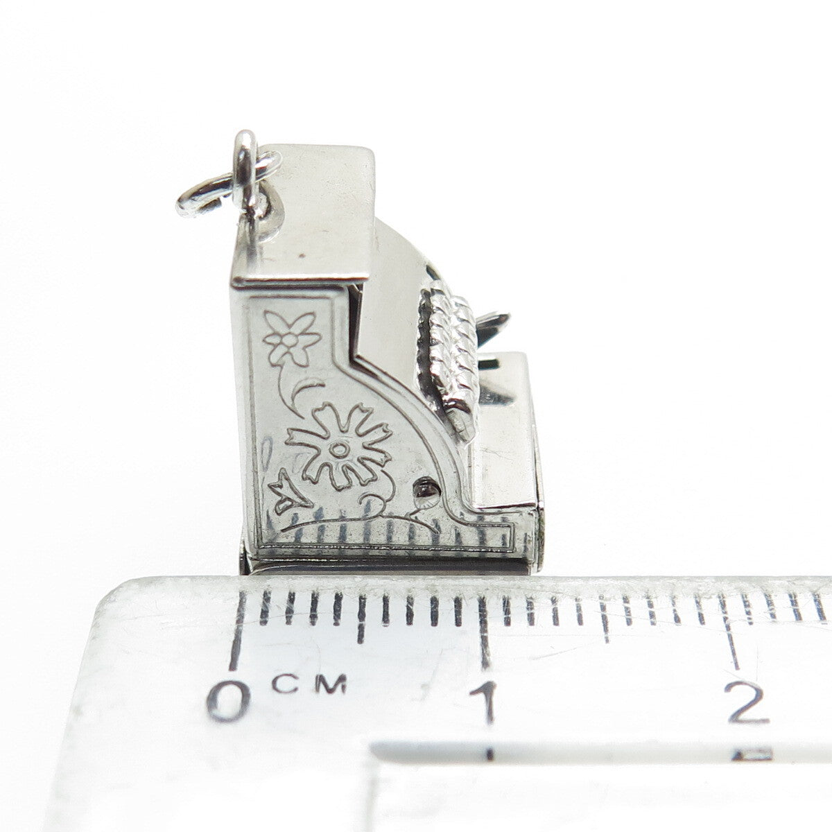 J.M. FISHER 925 Sterling Silver Antique Enamel Cash Register Movable 3D Pendant