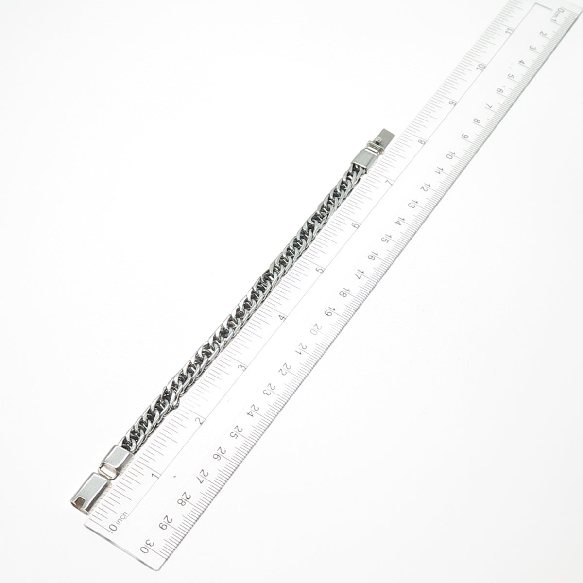 925 Sterling Silver Vintage Double Curb Oxidized Link Bracelet 7"