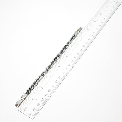925 Sterling Silver Vintage Double Curb Oxidized Link Bracelet 7"
