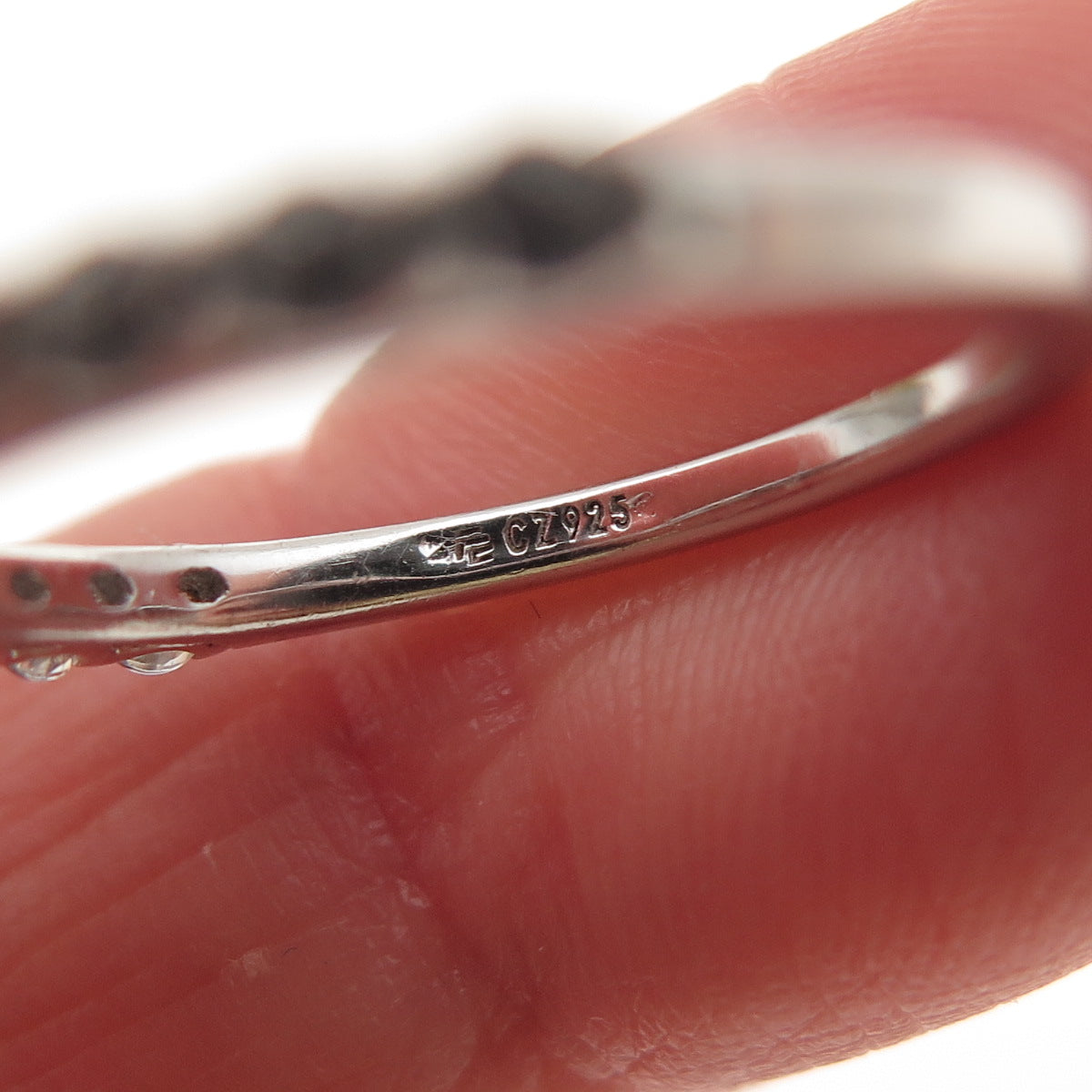 925 Sterling Silver Round-Cut C Z Half Eternity Stackable Band Ring Size 5.25