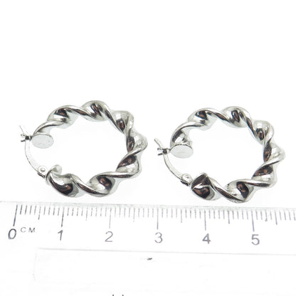 HANIN 925 Sterling Silver Twisted Hinged Hoop Earrings