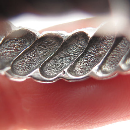 925 Sterling Silver Vintage Modernist Ribbed Oxidized Band Ring Size 6.25