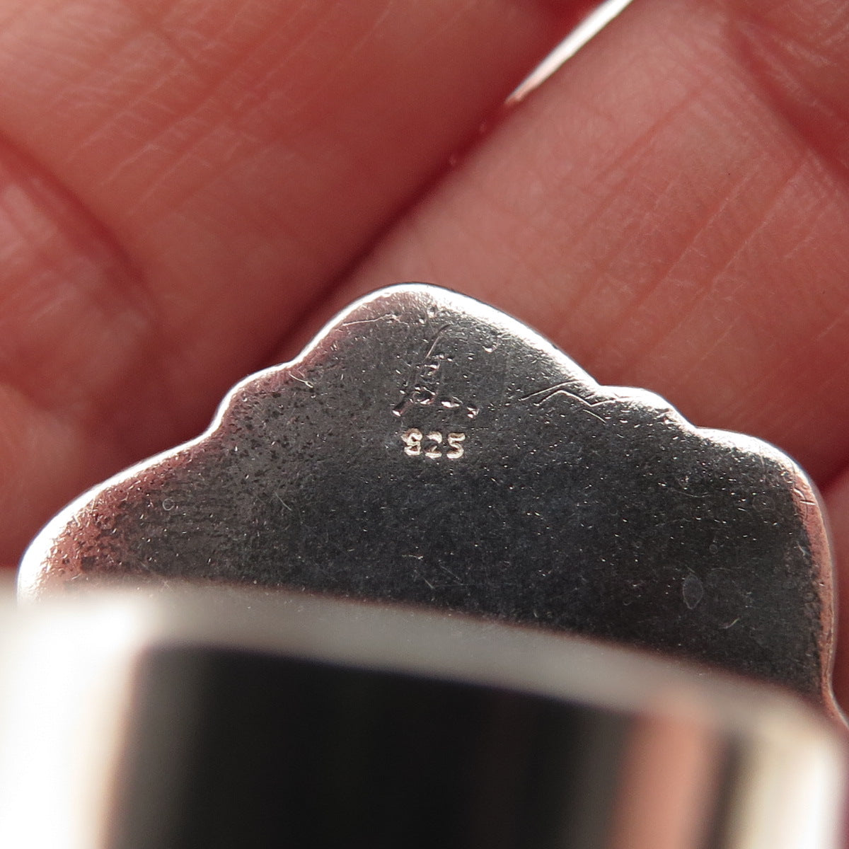 925 Sterling Silver Vintage Real Rose Quartz Pink Onyx Adjustable Ring Size 8.25