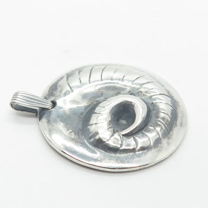 925 Sterling Silver Vintage Snake Tail Round Pendant