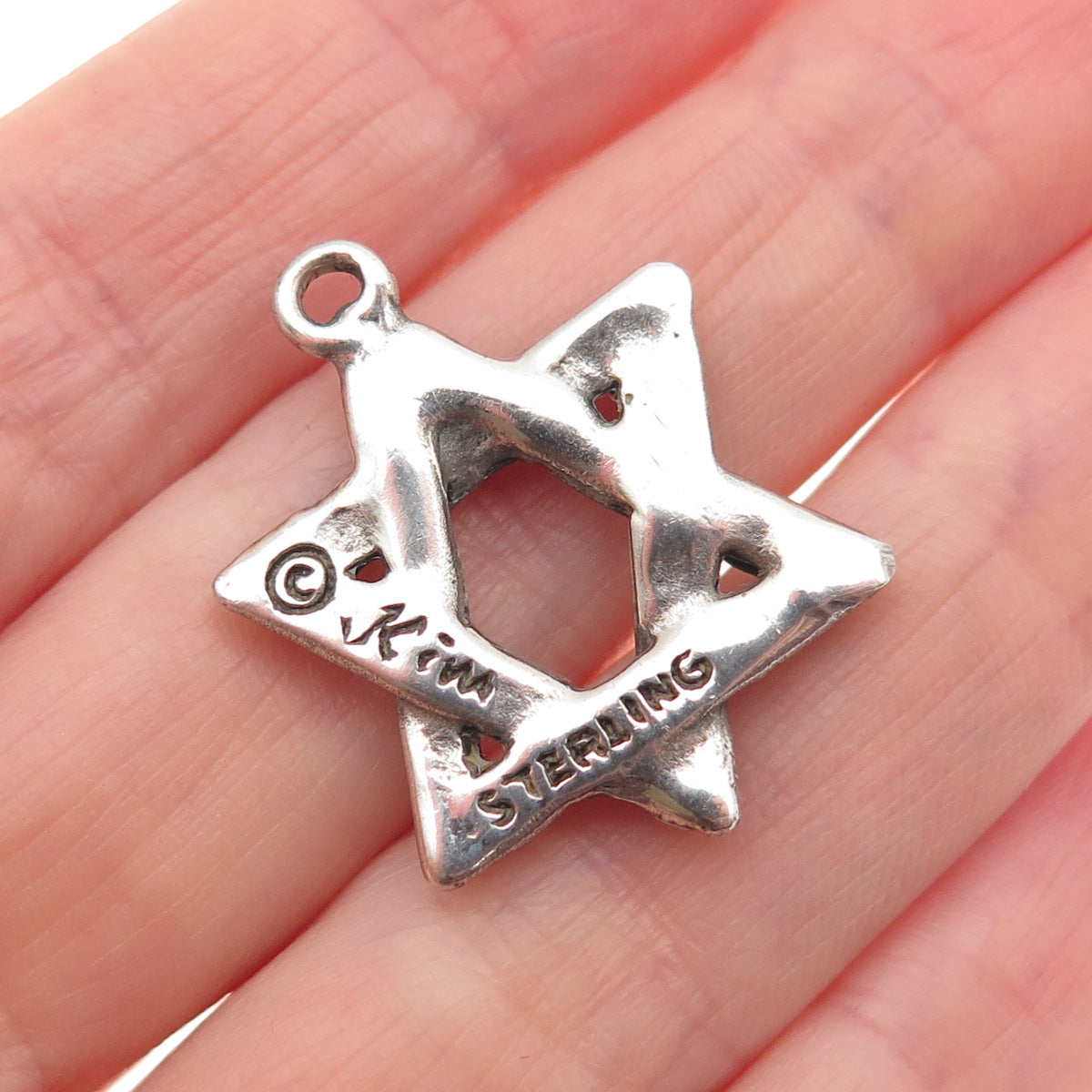 KIM 925 Sterling Silver Vintage Star of David Oxidized Charm Pendant